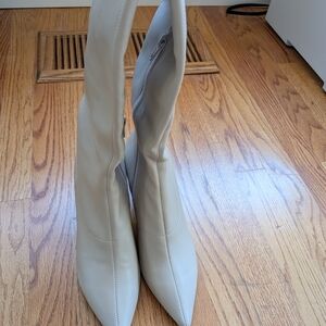 Chic Cream Heeled Boots